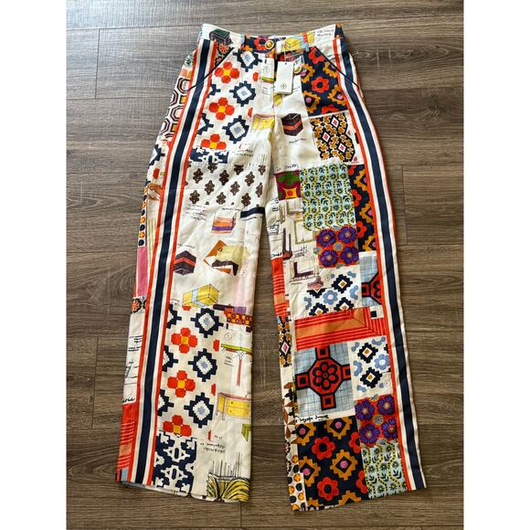 NWT Tory Burch Sienna pant Printed silk trousers multicolor size 0